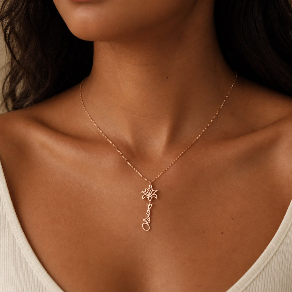 Birthflower Name Necklace