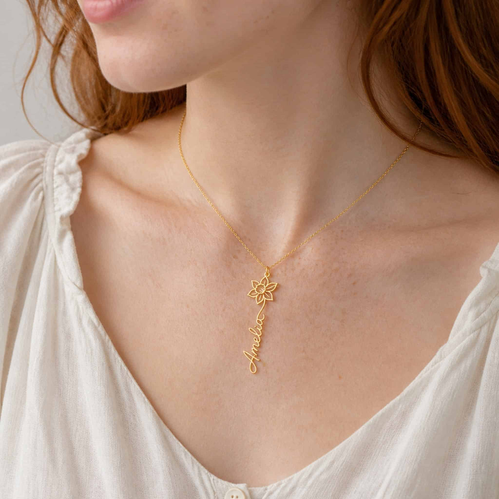 Birthflower Name Necklace