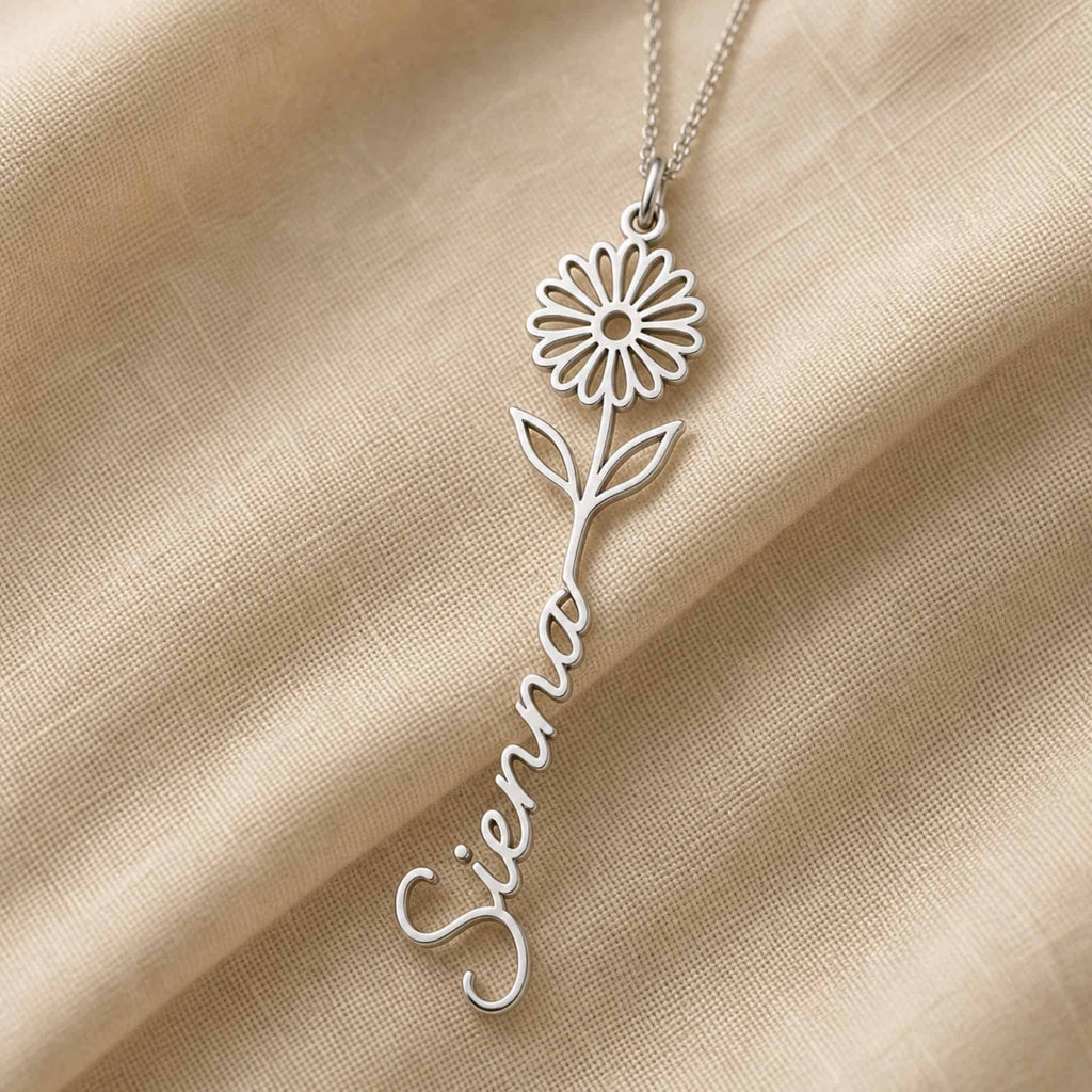 Birthflower Name Necklace