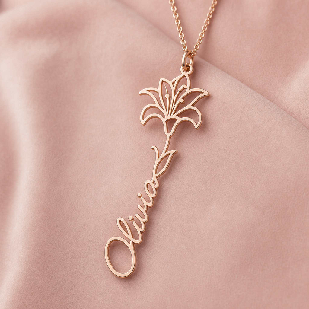 Birthflower Name Necklace