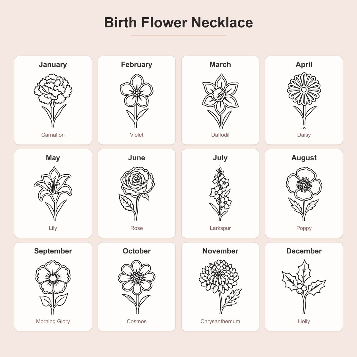 Birthflower Bouquet Necklace