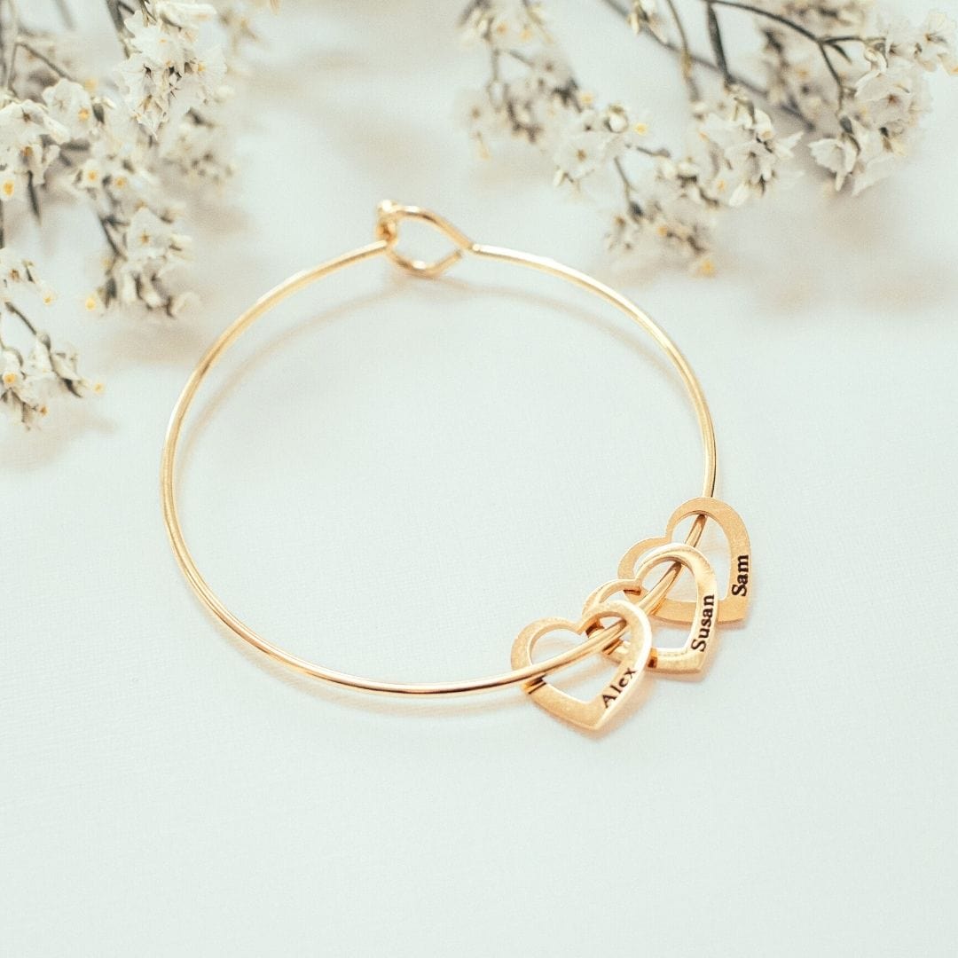Personalised Heart Charms Bracelet