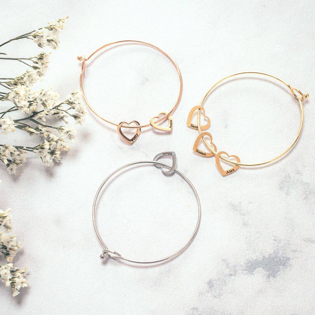 Personalised Heart Charms Bracelet