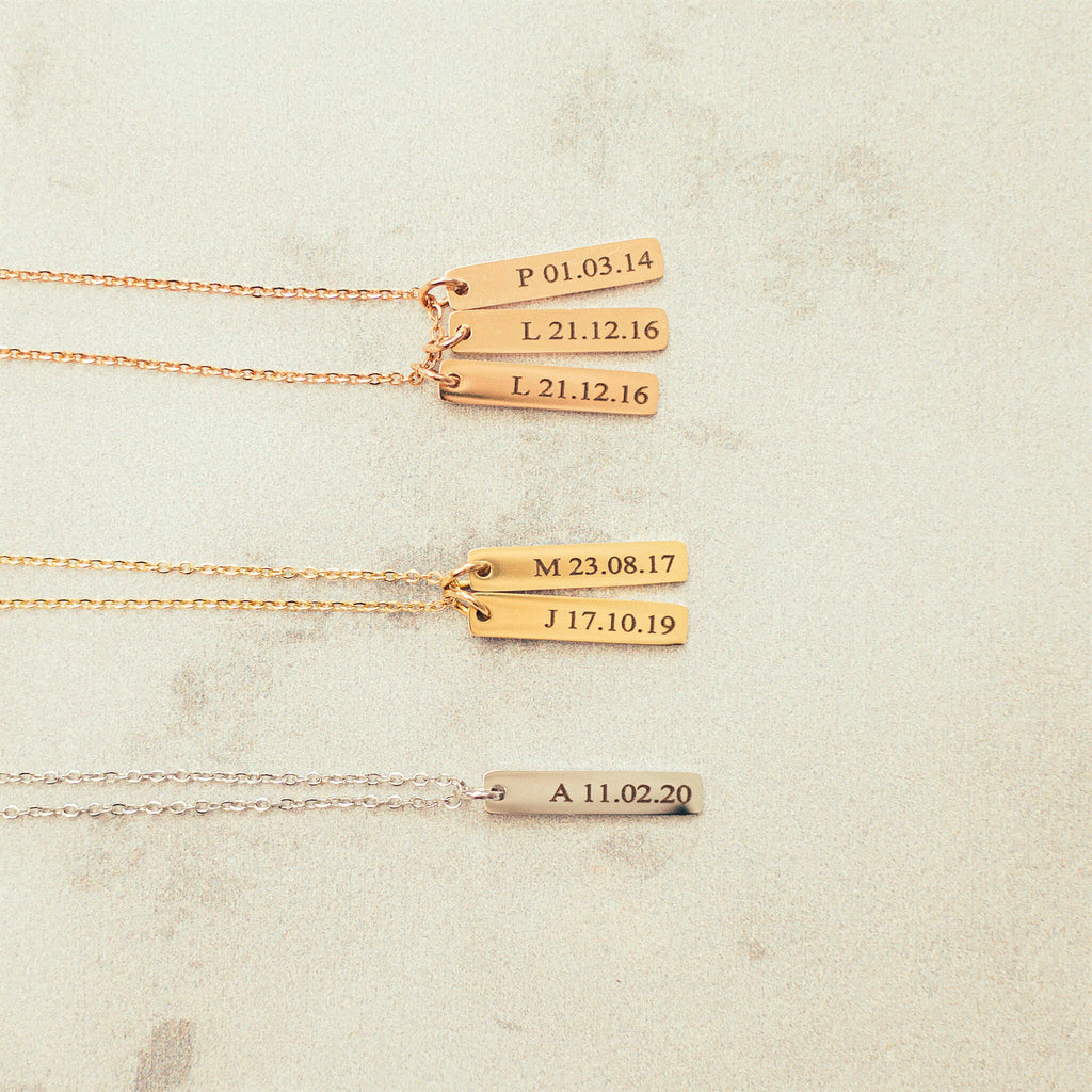Initial Date Bar Necklace