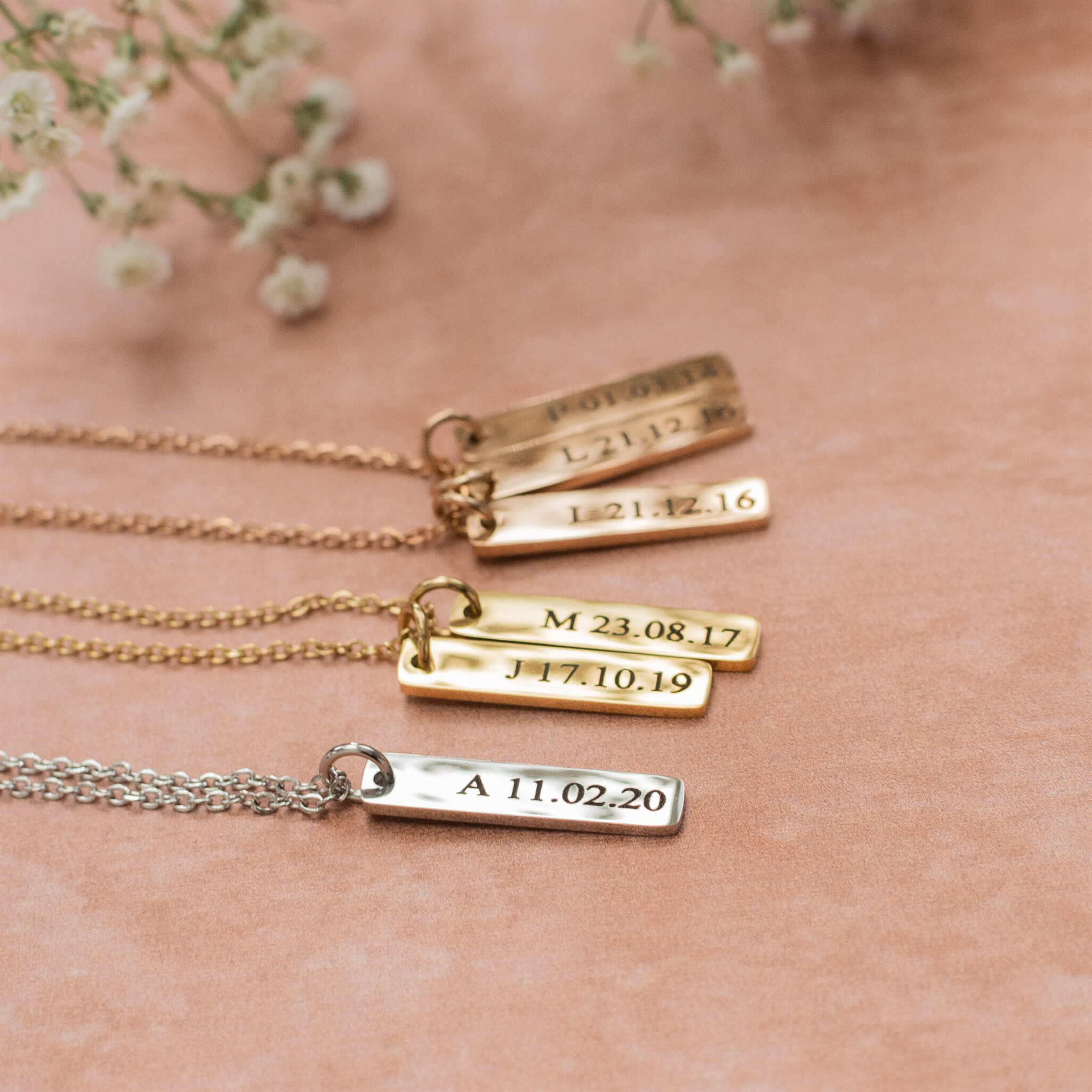 Initial Date Bar Necklace