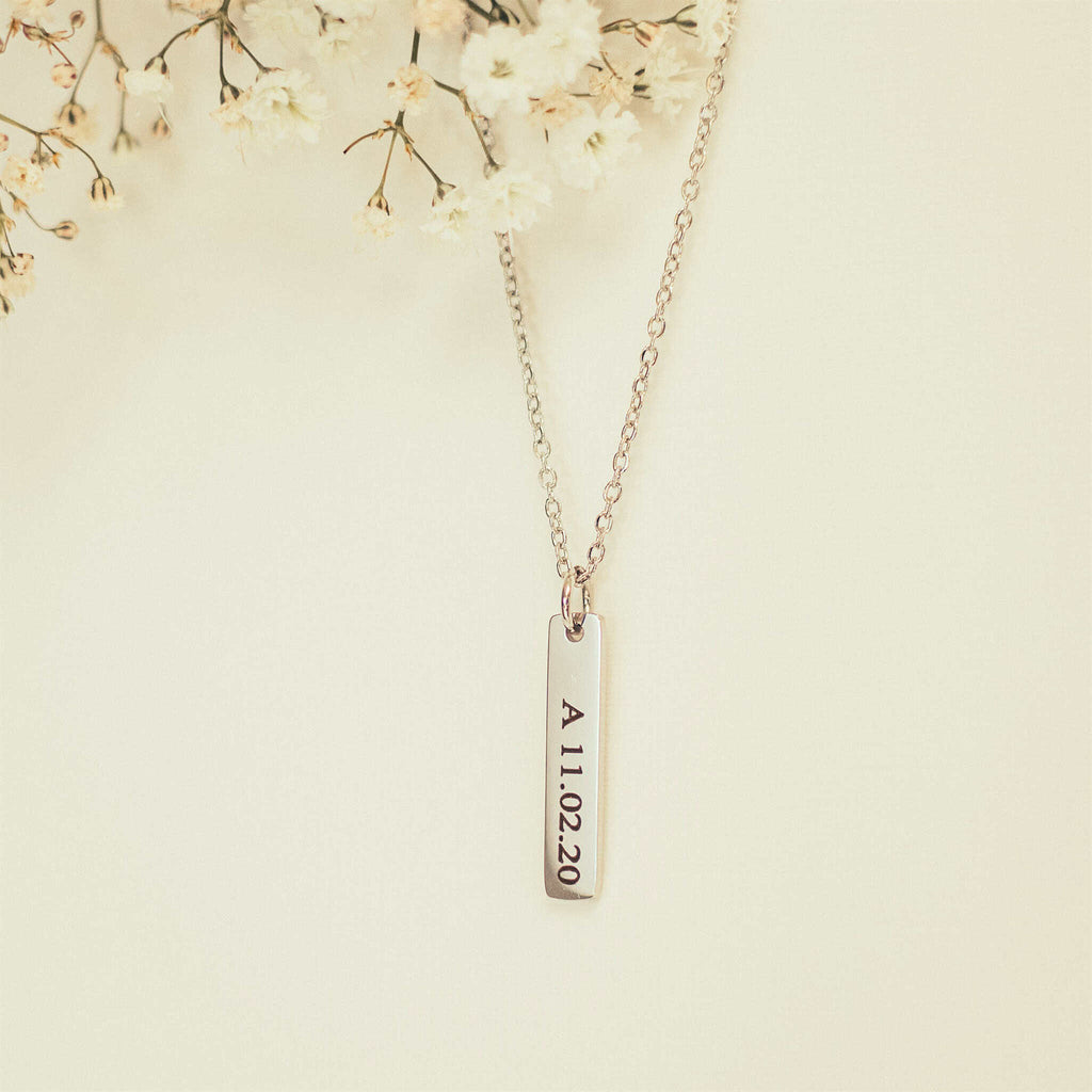 Initial Date Bar Necklace
