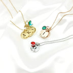 Initial Date Disc Birthstone Necklace