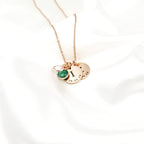 Initial Date Disc Birthstone Necklace