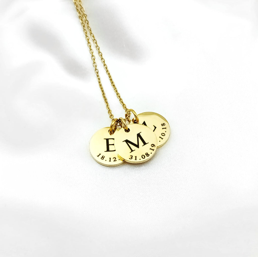 Initial Date Disc Necklace