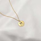 Initial Date Disc Necklace - 925 Sterling Silver