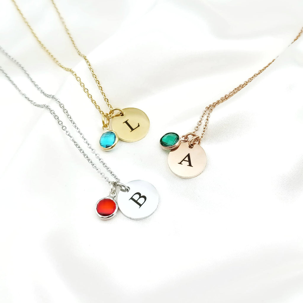 Personalised Initial Birthstone Necklace