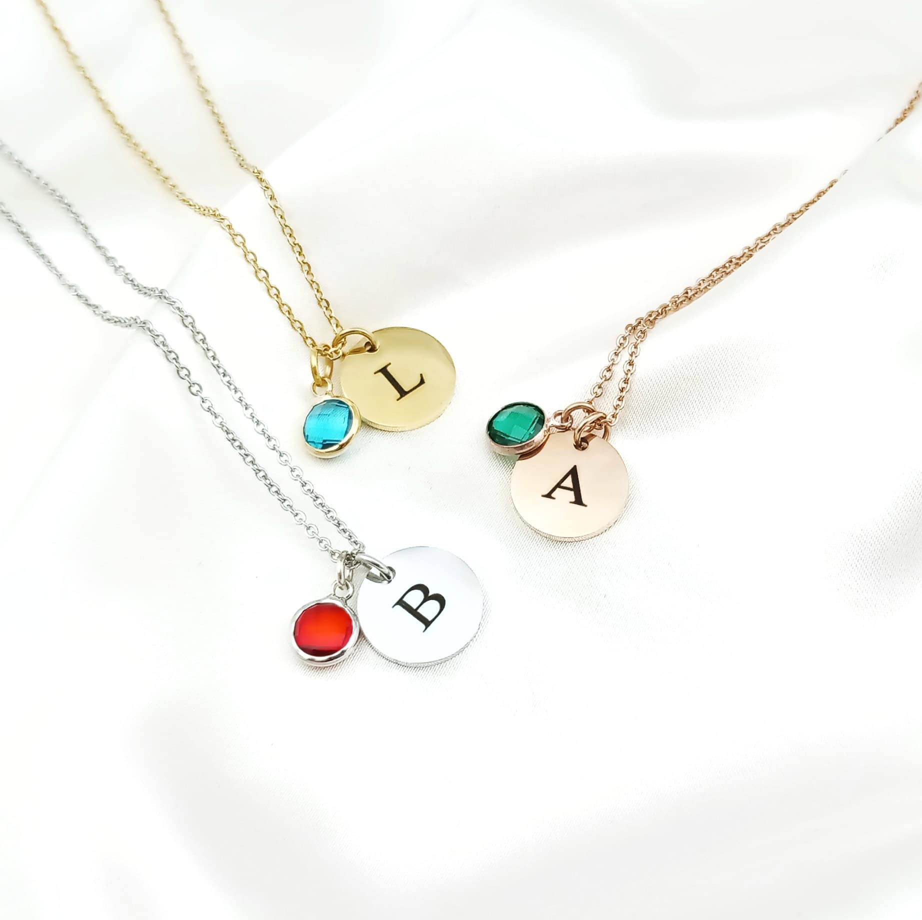 Personalised Initial Birthstone Necklace