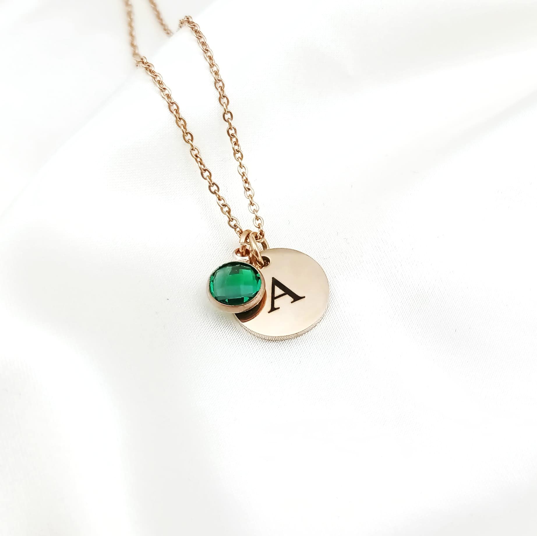 Personalised Initial Birthstone Necklace