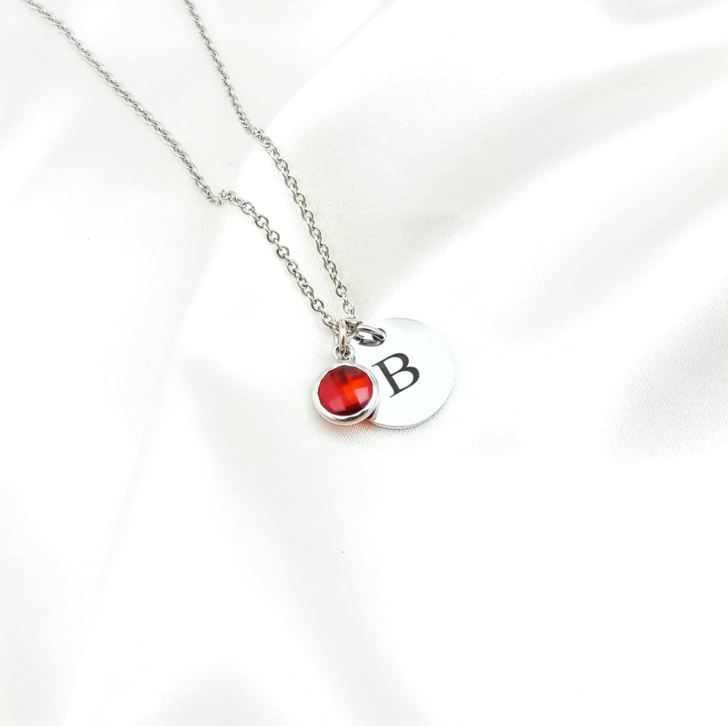 Personalised Initial Birthstone Necklace