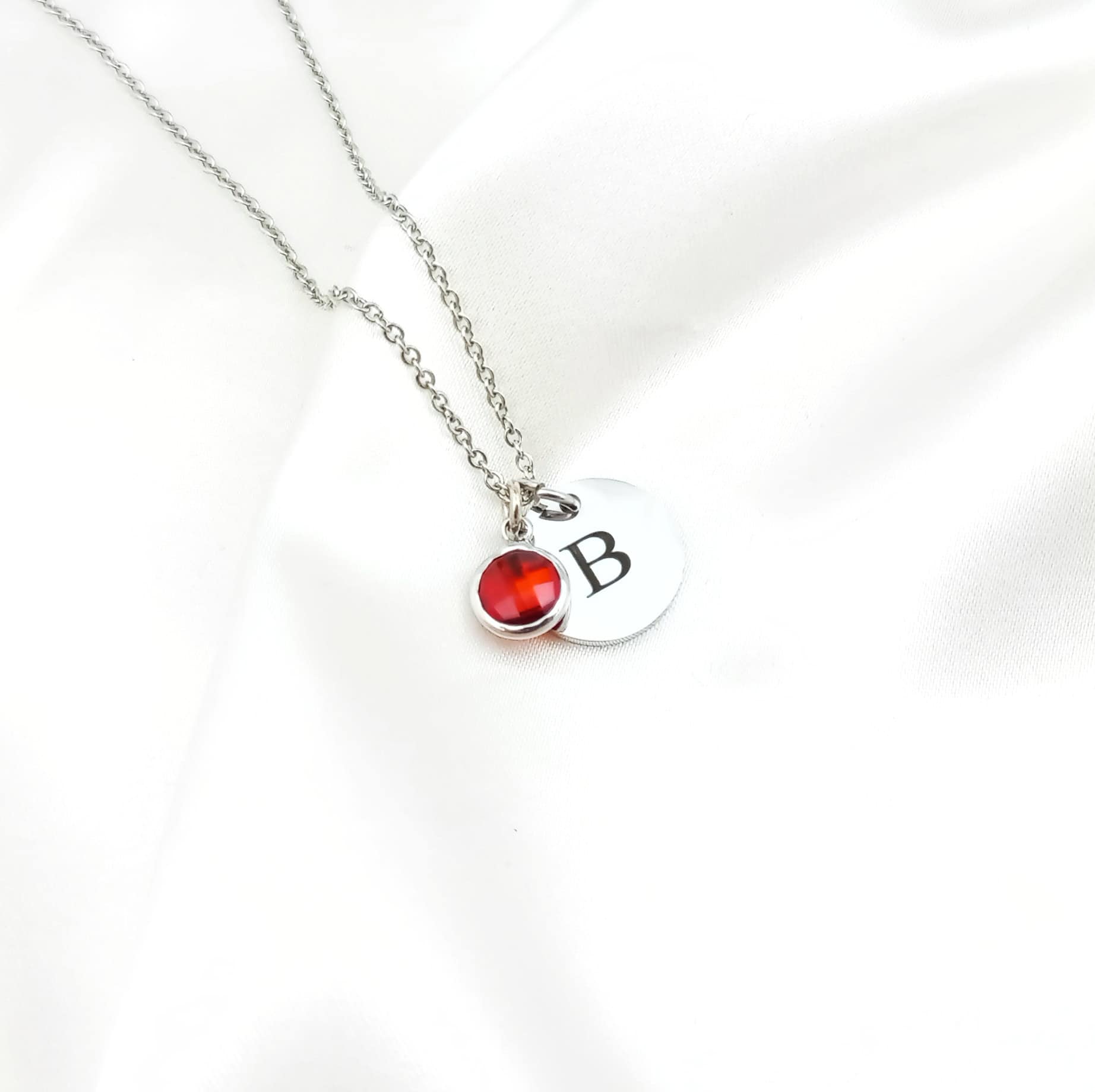 Personalised Initial Birthstone Necklace