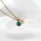 Mini Initial & Birthstone Heart Necklace