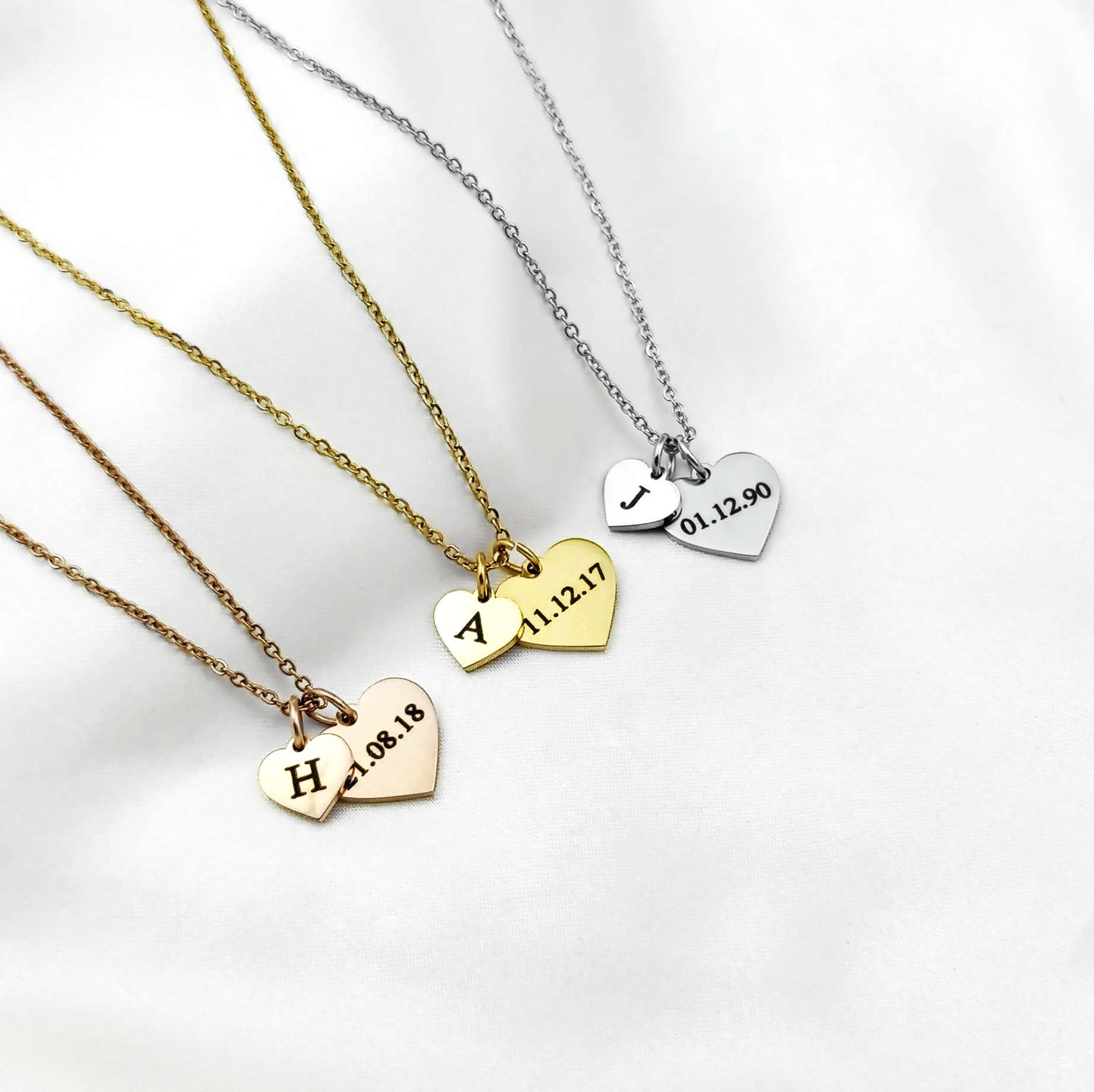 Mini Initial & Date Heart Necklace