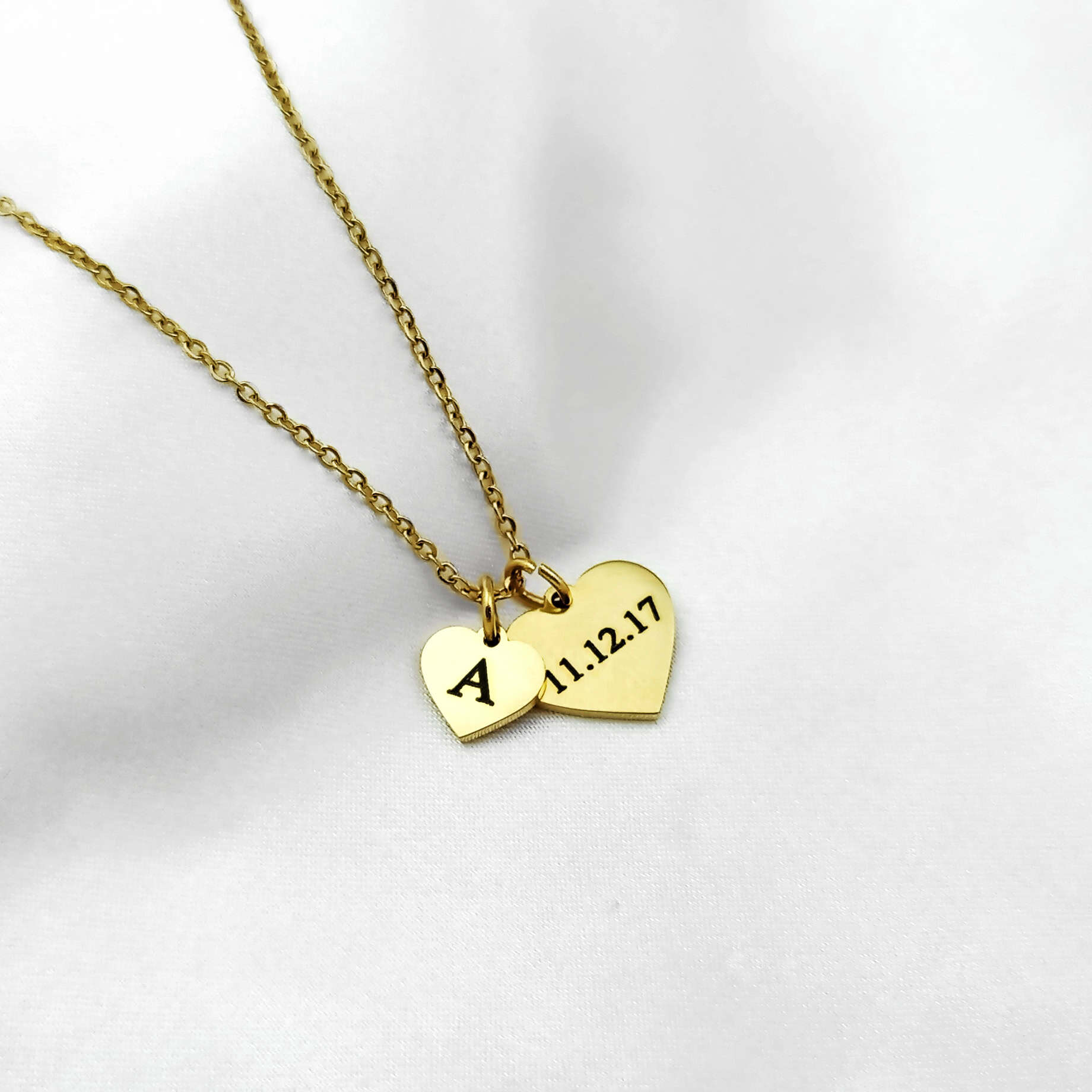Mini Initial & Date Heart Necklace