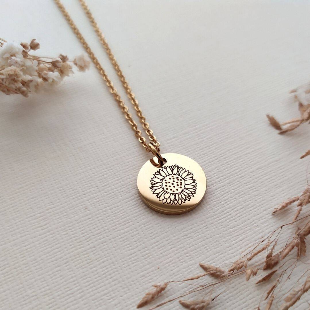 Hidden Message Sunflower Necklace - You Are My Sunshine