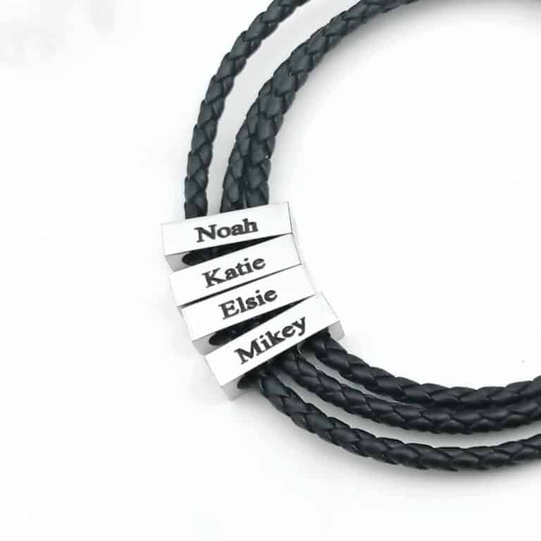 Personalised Name Bead Bracelet Charm Bear