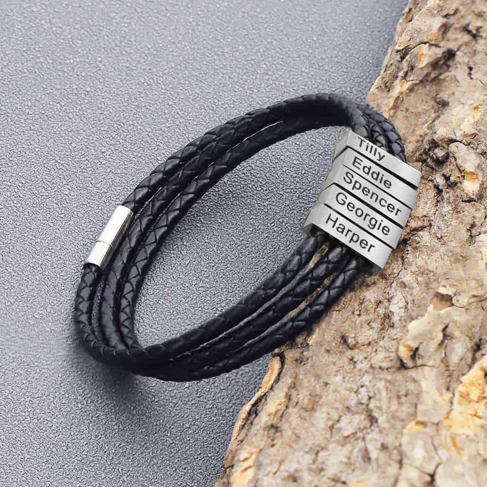 Personalised Name Bead Bracelet Charm Bear