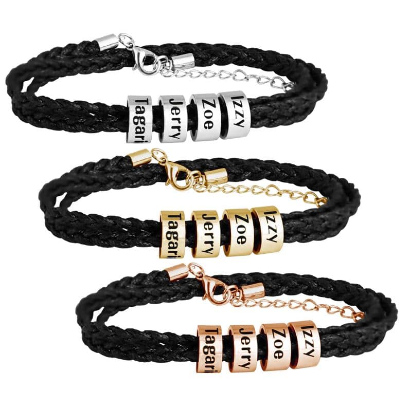 Personalised Name Bead Bracelet Charm Bear