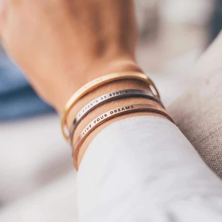 Personalised Quote Bangle Charm Bear