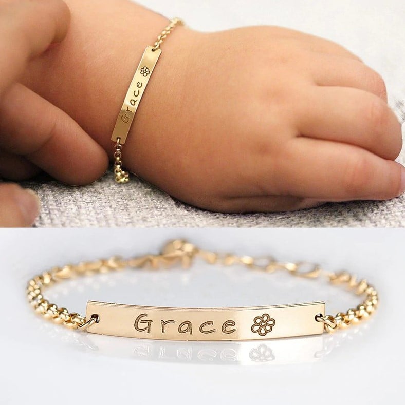 Baby's Personalised Christening Bracelet Charm Bear