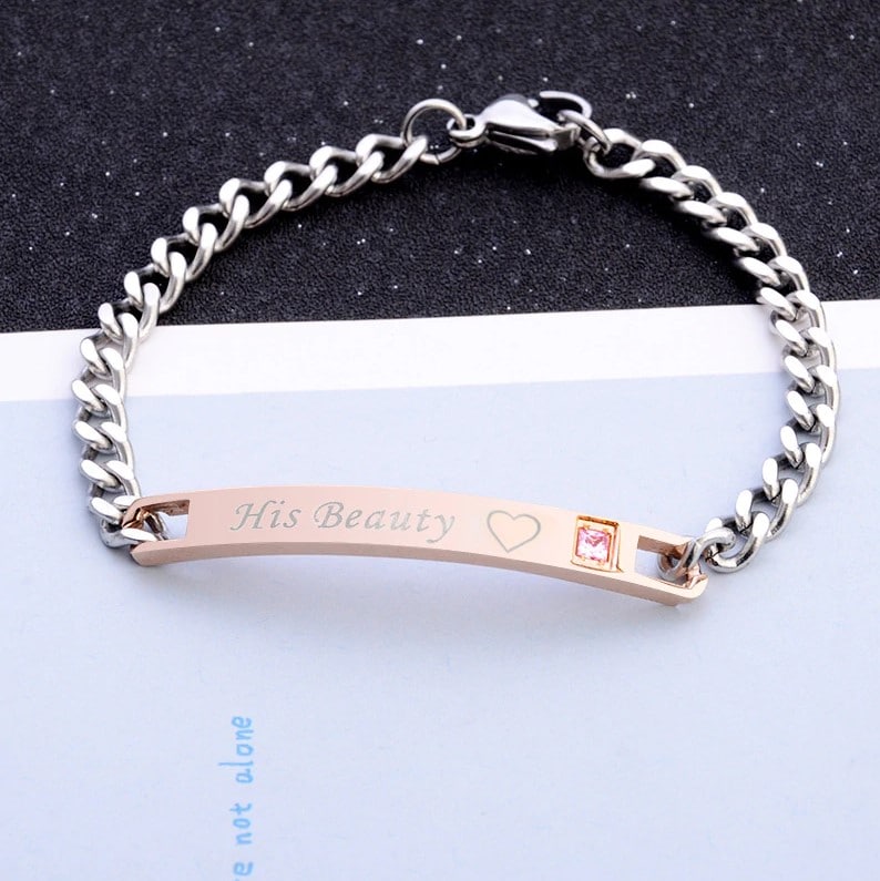 His Beauty, Her Beast Couples Bracelets - Charm Bear