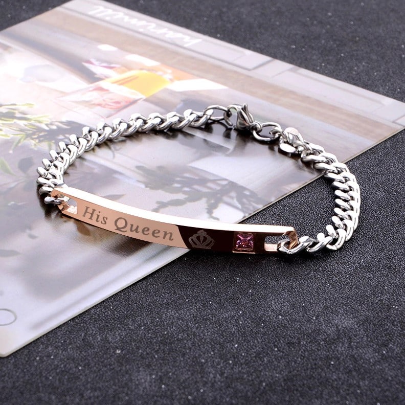 His Queen Her King Couples Bracelets Charm Bear