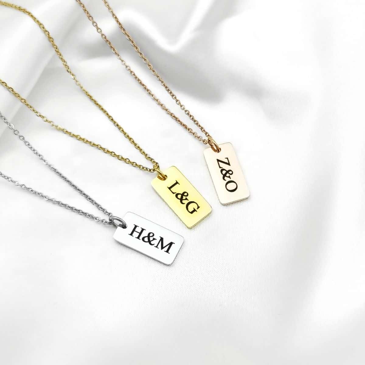 Me & You Initial Plate Necklace - Charm Bear