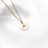 Script Initial Disc Necklace - Charm Bear