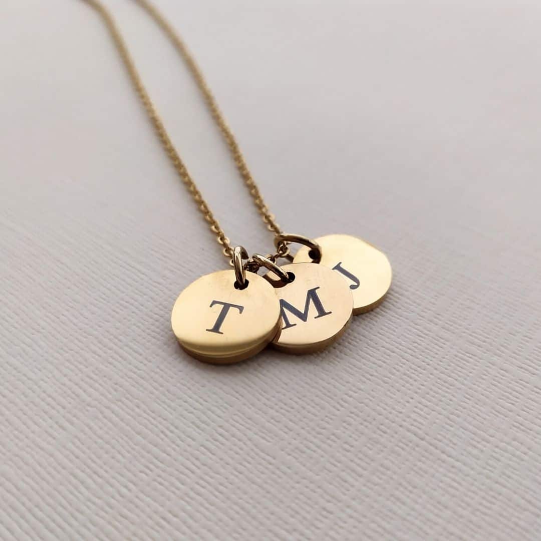 Mini Initial Disc Necklace Charm Bear