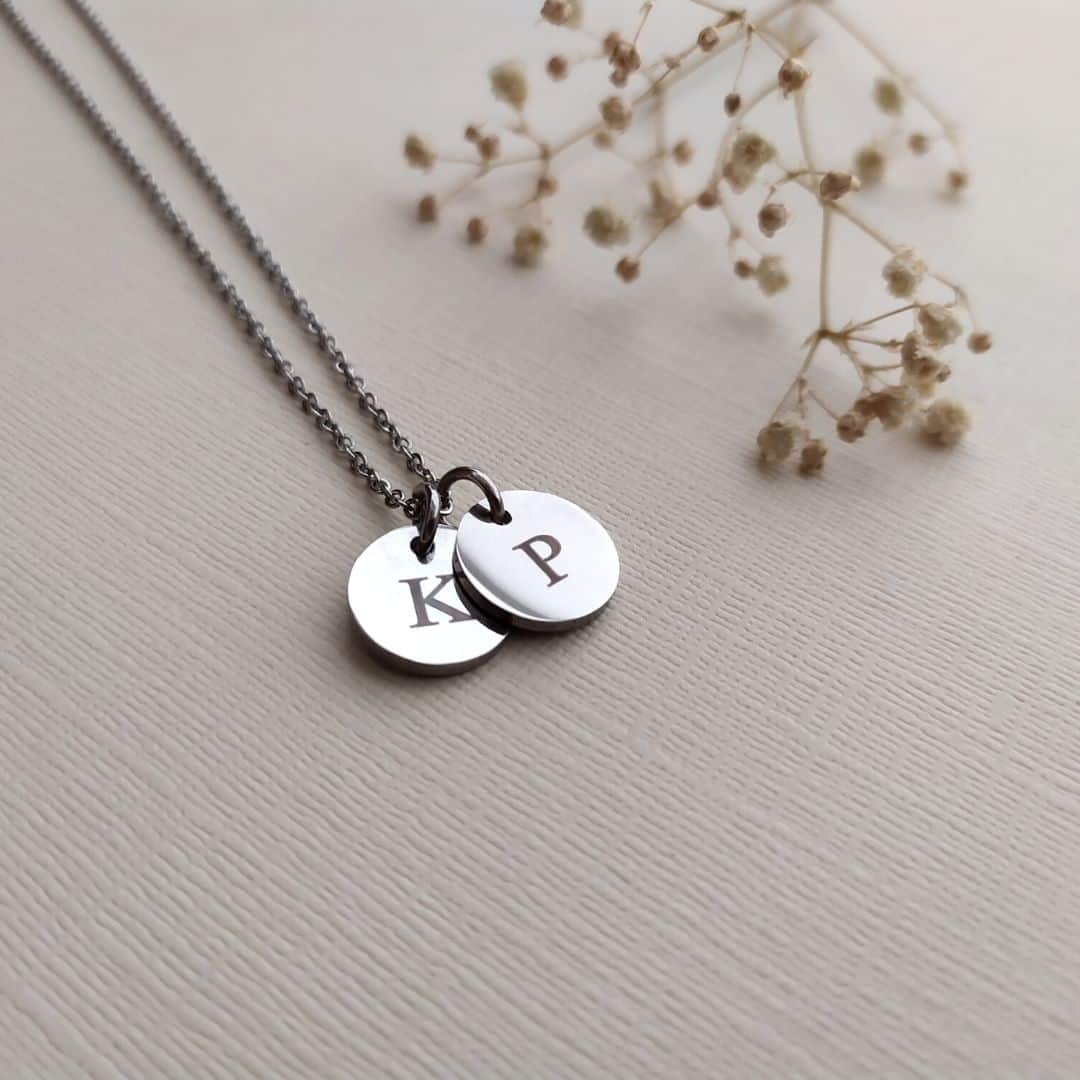 Mini Initial Disc Necklace Charm Bear