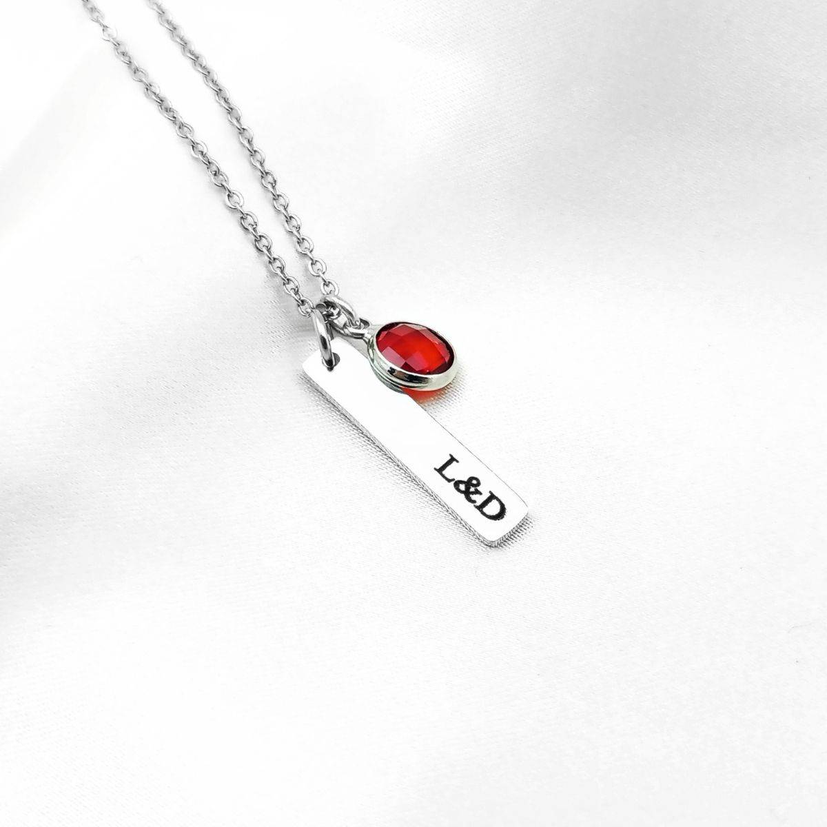 Russian Vertical Bar Necklace With Birthstone