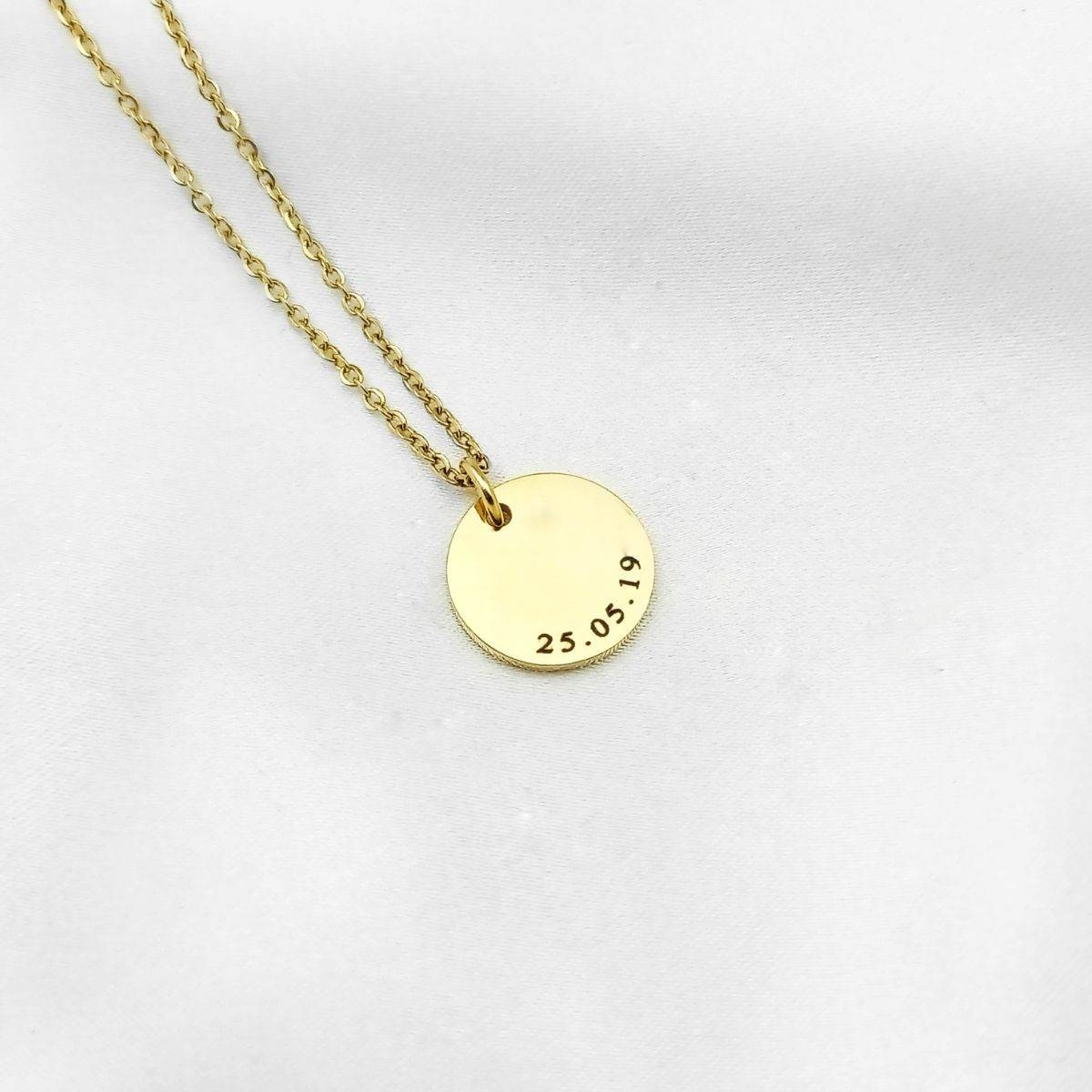 Curved Date Disc Necklace - Charm Bear