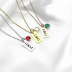 Me & You Initial Birthstone Plate Necklace