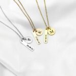 Date Bar & Mini Initial Disc Necklace
