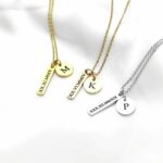 Roman Numerals Bar & Mini Initial Disc Necklace