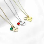 Date Birthstone Heart Necklace