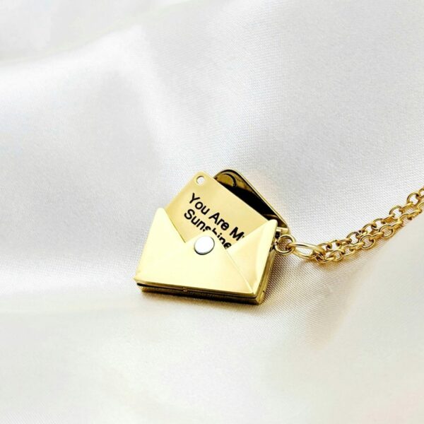 MYLONGINGCHARM Stainless Steel Envelope Necklace with Love you card inside  Valentine's Day Gift H0021